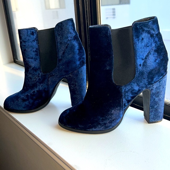 Blue velvet heels. Moderately used. Look good as new. - Picture 3 of 3